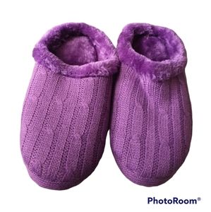 Purple Cable Knit Slippers L/XL